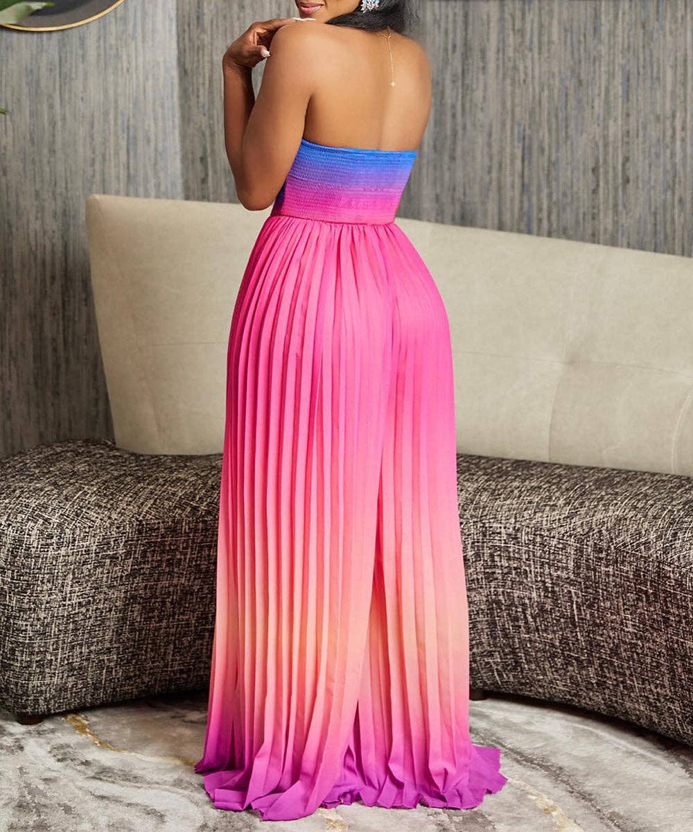 Aria Romance - Wholesale Jumpsuit - Women's - Gradient Strapless Wide-Leg Jumpsuit2