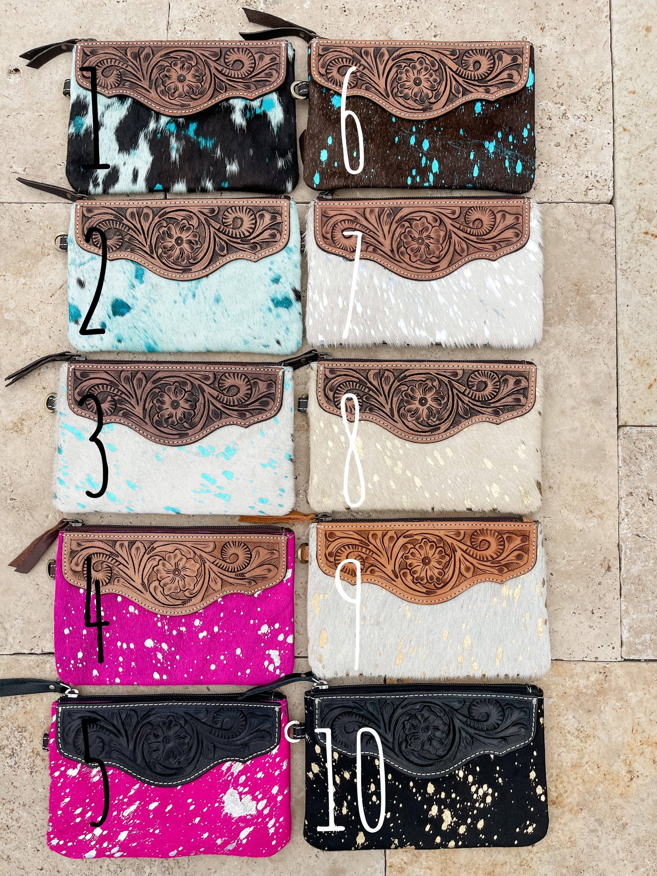 Boho Ranch Shop – wholesale Wristlet – LEXIE COWHIDE WRISTLET Western Hairon Purse Bag2