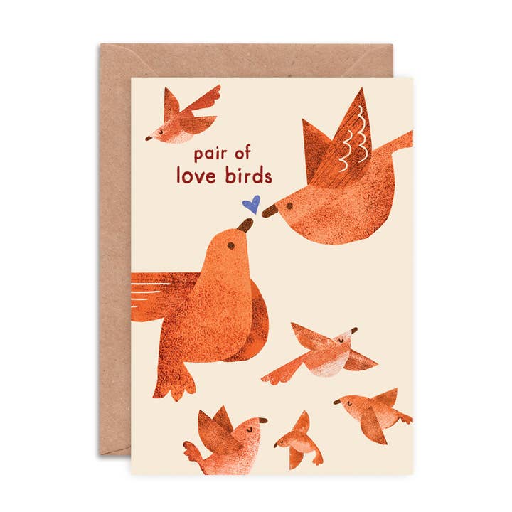 Pair of Love Birds Greeting Card | Engagement, Wedding, Love for wholesale by Emily Nash Illustration Greeting Cards