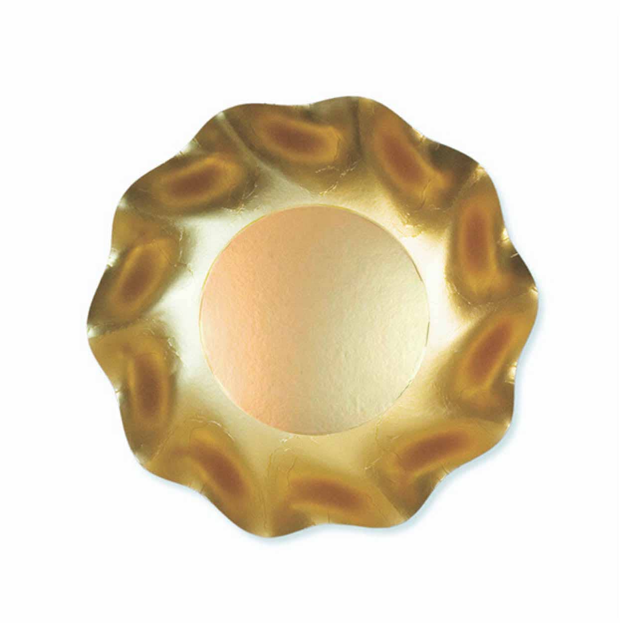 Sophistiplate - Wholesale Disposable Plate - Satin Gold Wavy Paper Appetizer/Dessert Bowls/8pk0