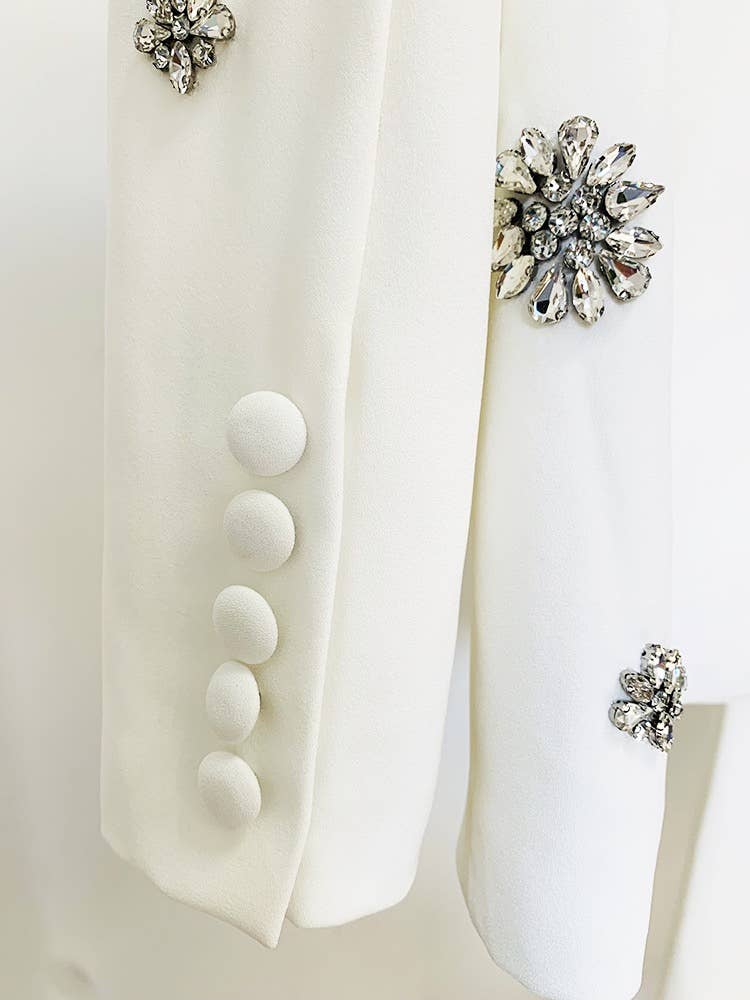 White SET8-11Y Diamond Beaded Suit Jacket & Flared Trousers Set for wholesale on Faire7