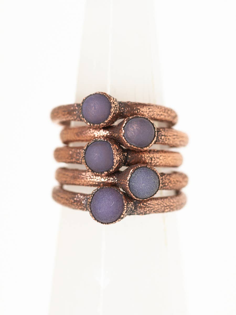 The Cyprus Cabinet - Wholesale Single Stone/Solitaire Ring - Grape Agate Crystal Stacking Ring | Recycled Copper