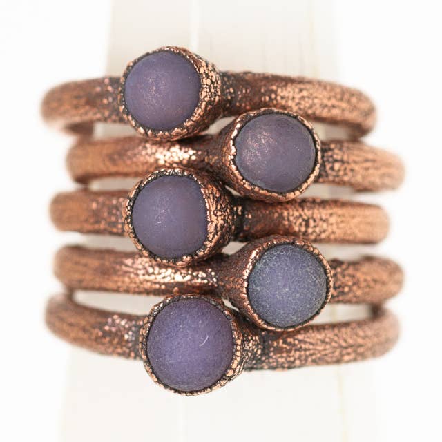 The Cyprus Cabinet - Wholesale Single Stone/Solitaire Ring - Grape Agate Crystal Stacking Ring | Recycled Copper0