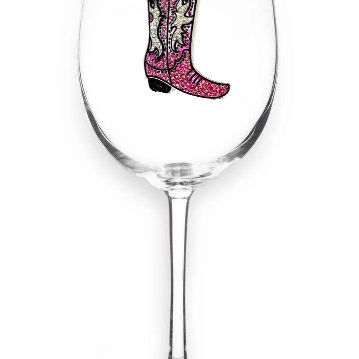 The Queens' Jewels® - Wholesale Wine Glass - Pink Cowboy Boot Stemmed Wine Glass