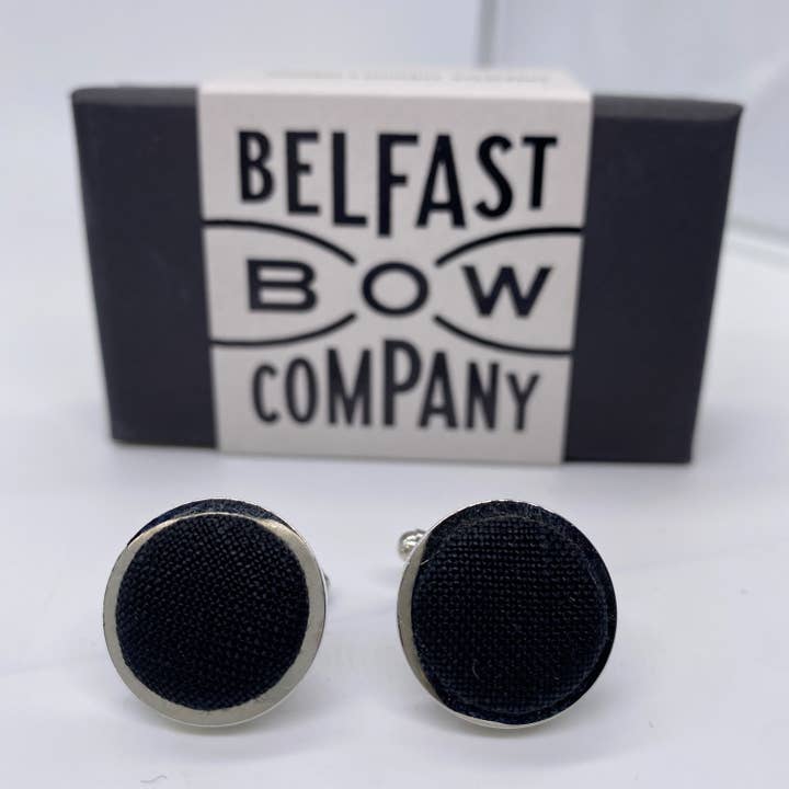 Gemelos de lino irlandés en negro para venta al por mayor de Belfast Bow Company