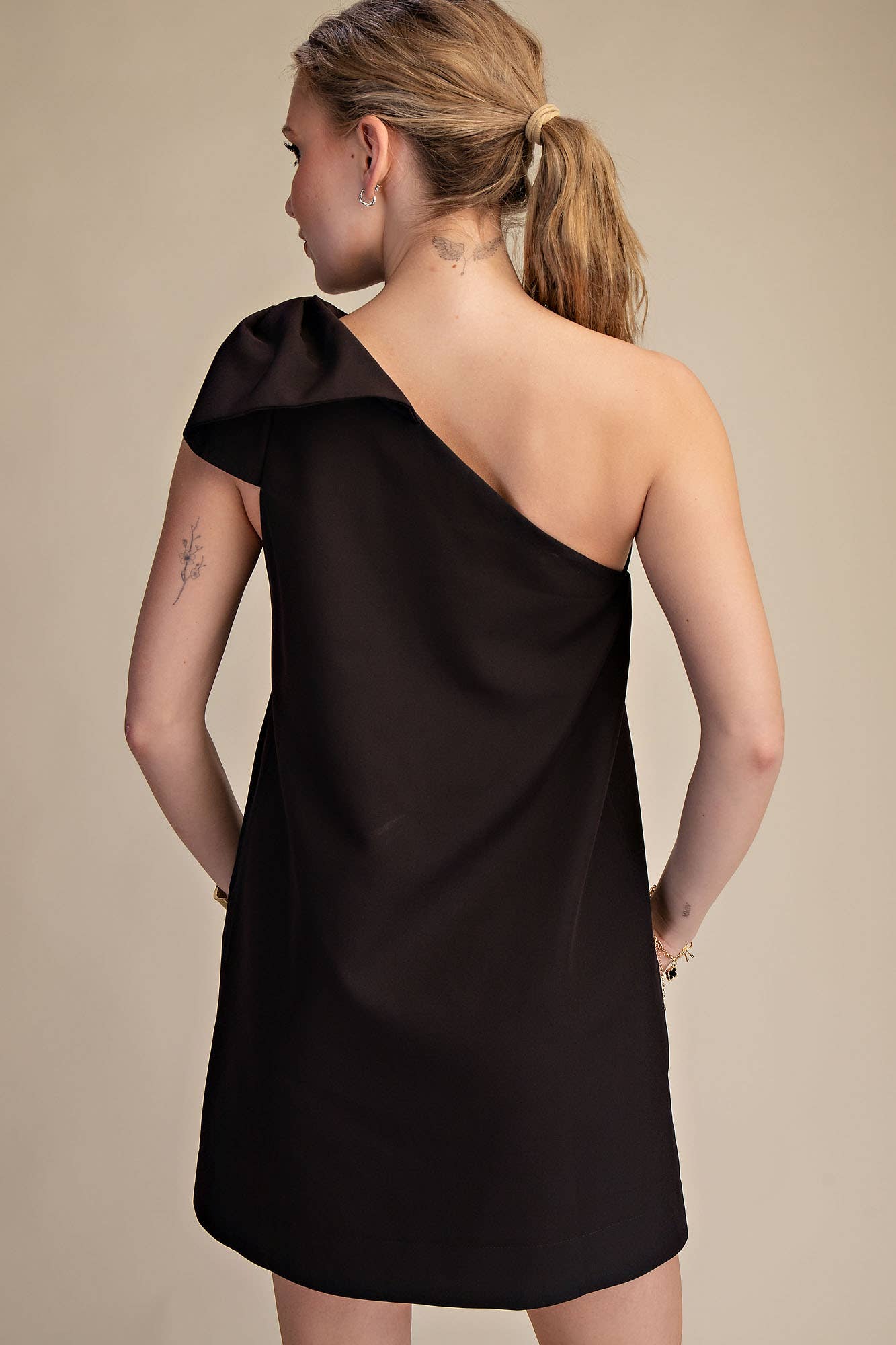 Glam - Wholesale Dress - Women's - Bow One Shoulder Mini Dress20