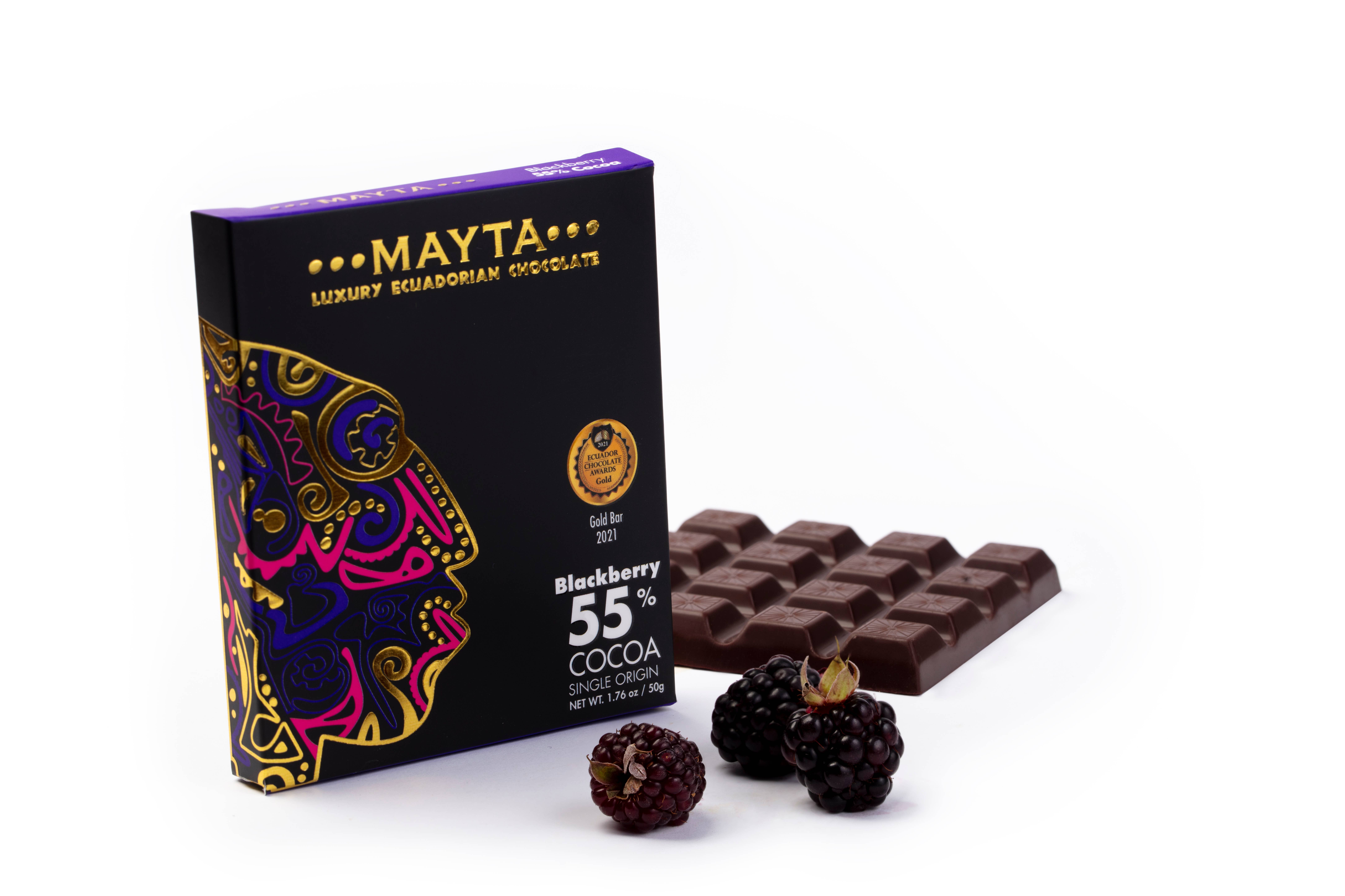 Mayta Gourmet Ecuadorian Chocolate & Coffee - Wholesale Chocolate Bar - Mayta Gourmet 55% Dark Chocolate Blackberry1