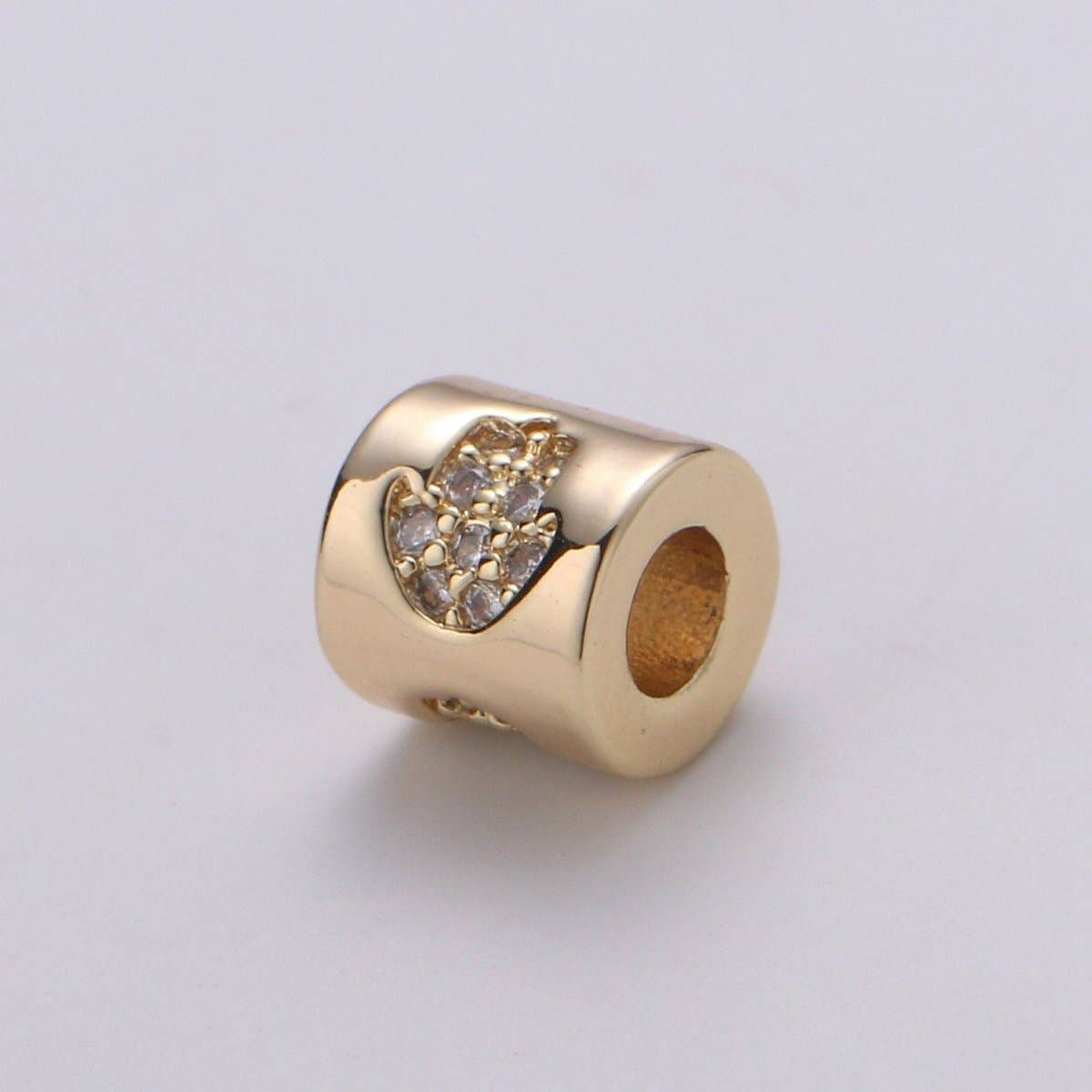 Aim Eternal - Wholesale Beads - Tiny Beads 6mm Bead CZ Gold Beads Hamsa Hand Beads cylinder Cubic Beads for Bracelet Necklace Supply Large Hole Beads 3mm hole