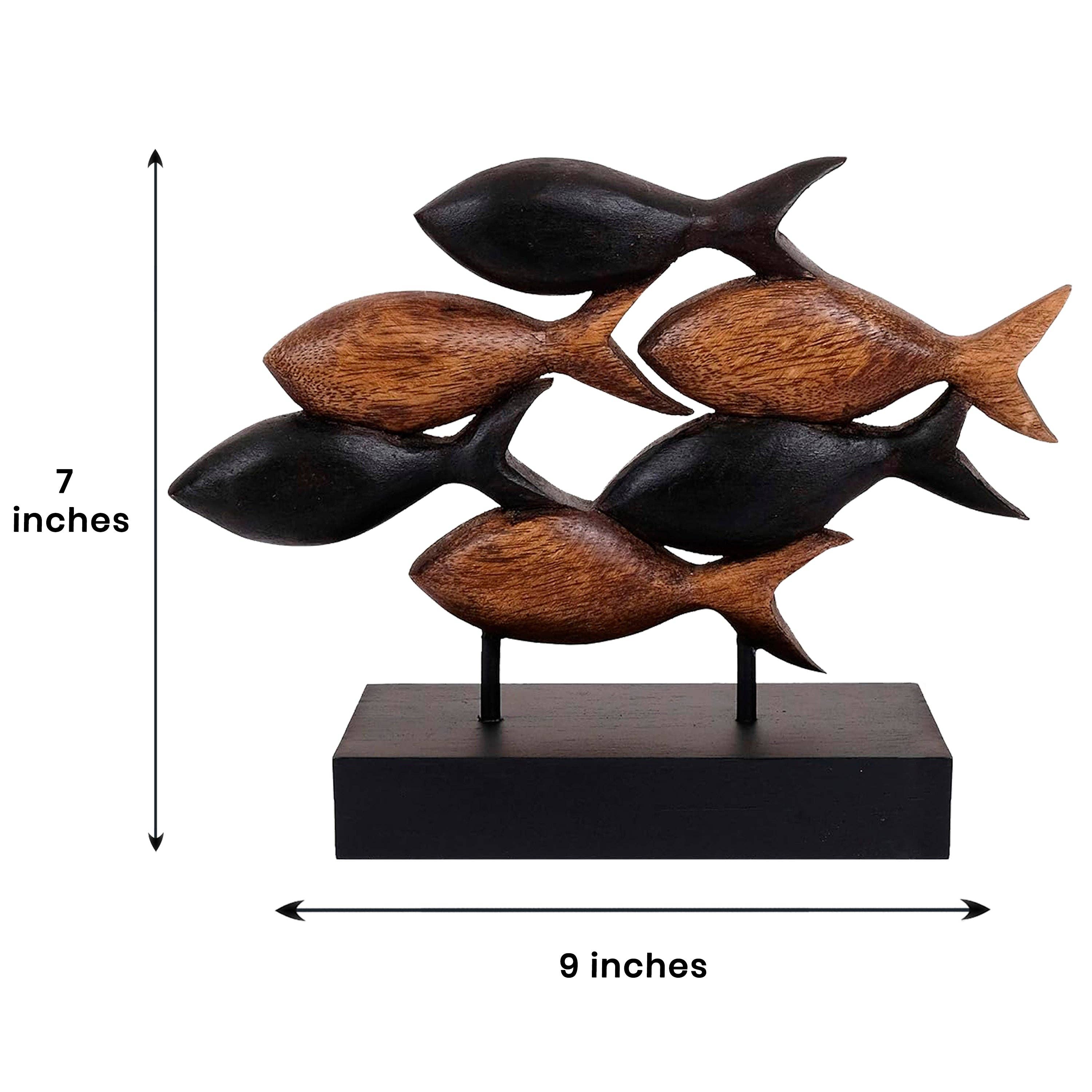 Castanho Aqua Serenity – Escultura de Peixe em Madeira Entalhada à Mão, Decoração Artística para Casa para venda a revendedores na Faire9