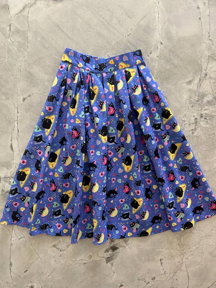 Purple Cat Doris Skirt for wholesale by Retrolicious