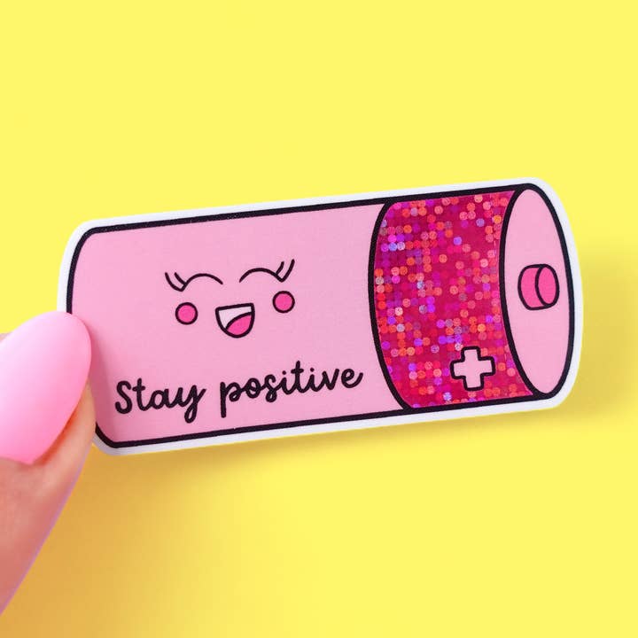 Sunshine Lane - Wholesale Sticker - Stay Positive Glitter Sticker0