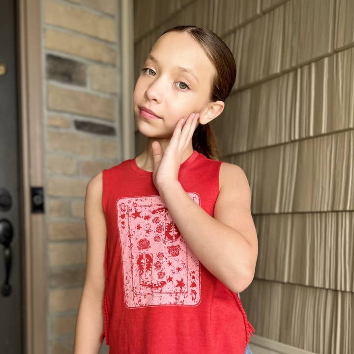 Western queen playing card fridge graphic tank for wholesale by Paper Flower