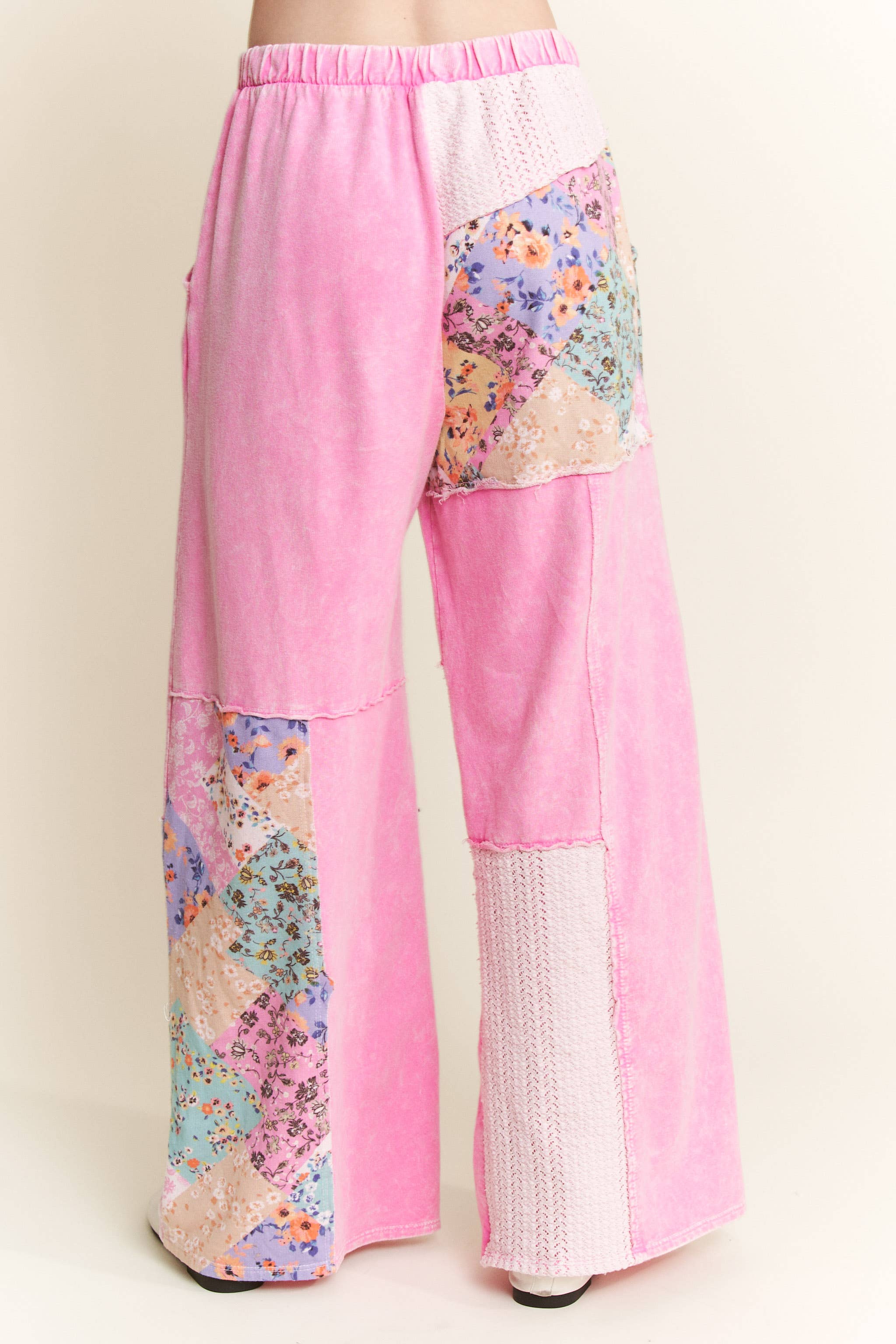 J.Her - Wholesale Pants - Women's - Mineral Washed Floral WaveKnit Jacquard Boho Pants HP61062
