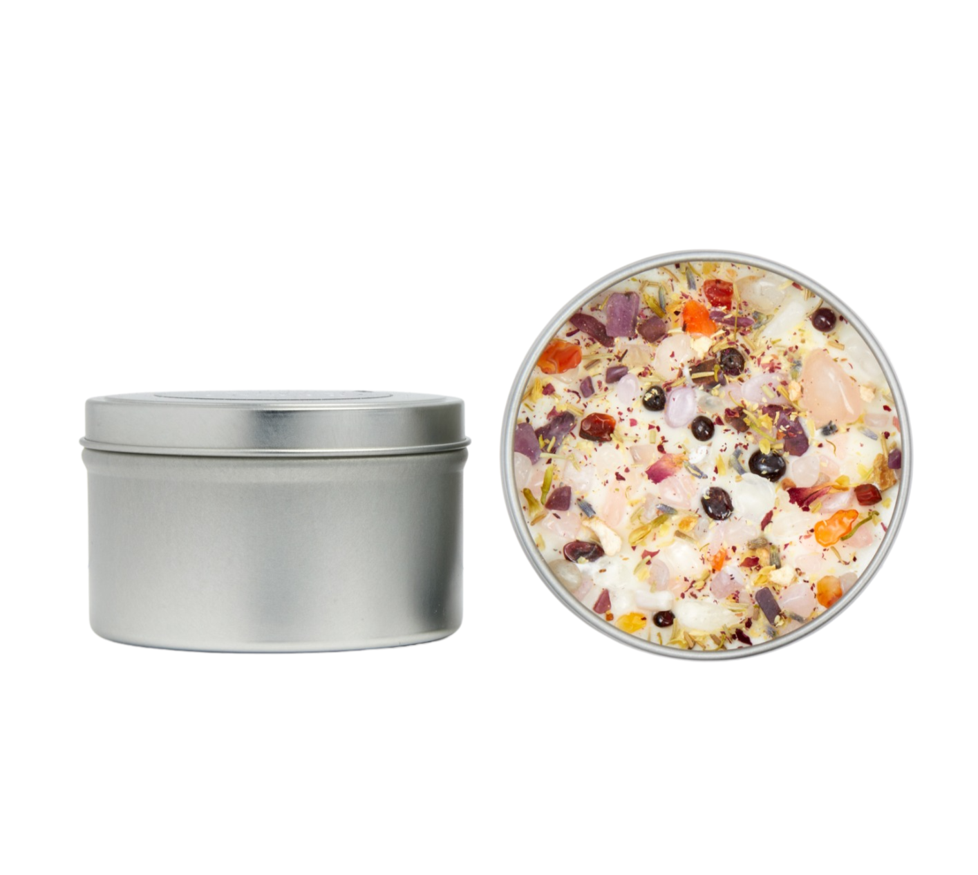 New Moon Beginnings - Wholesale Travel Candles - Crystals & Herb Energy Candles 8oz Tin Soy Candles Handmade19