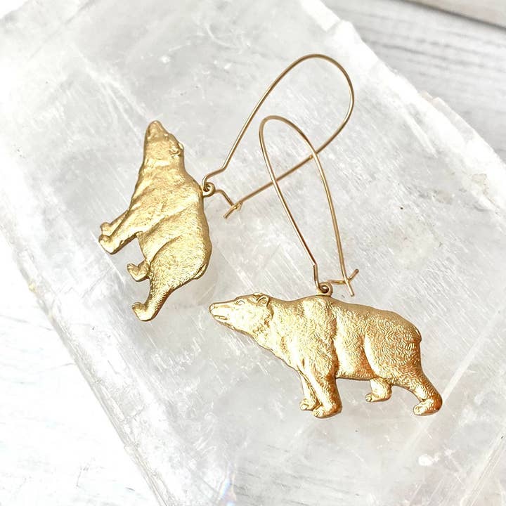 Red Truck Designs - Wholesale Dangle Earrings - Gold Bear Earrings Polar Bear Grizzly Bear Charm Earrings