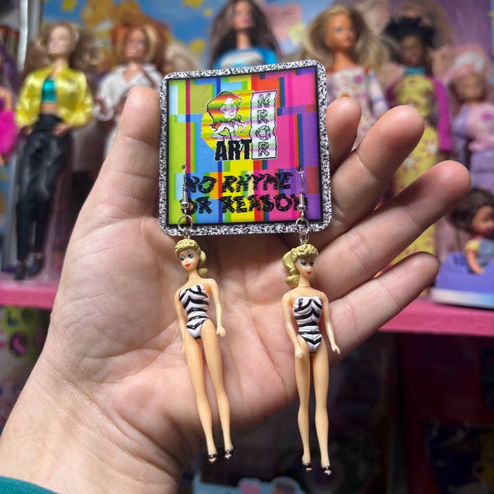 NO RHYME OR REASON ART - Wholesale Dangle Earrings - Classic, Original Barbie Earrings - Posable, Retro, 50s0