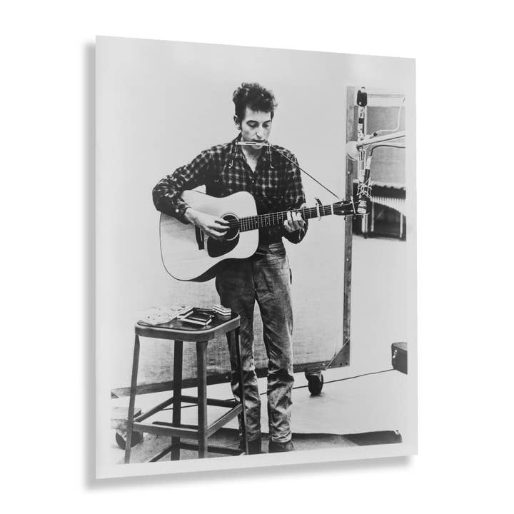 Historic Prints - Wholesale Art Print - 1965 Bob Dylan Self Portrait Photo Print - Vintage Full-Length Portrait Photo of Bob Dylan Playing Guitar Wall Art Poster