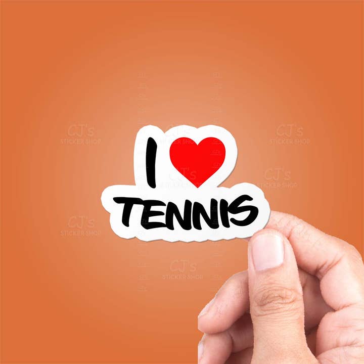 Jag älskar Tennis klistermärke Vinyl dekal för wholesale av CJ's Sticker Shop