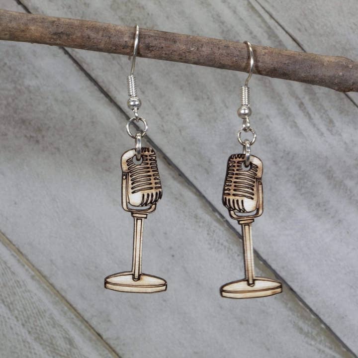 Retro Microphones Dangle Earrings for wholesale by Cates Concepts