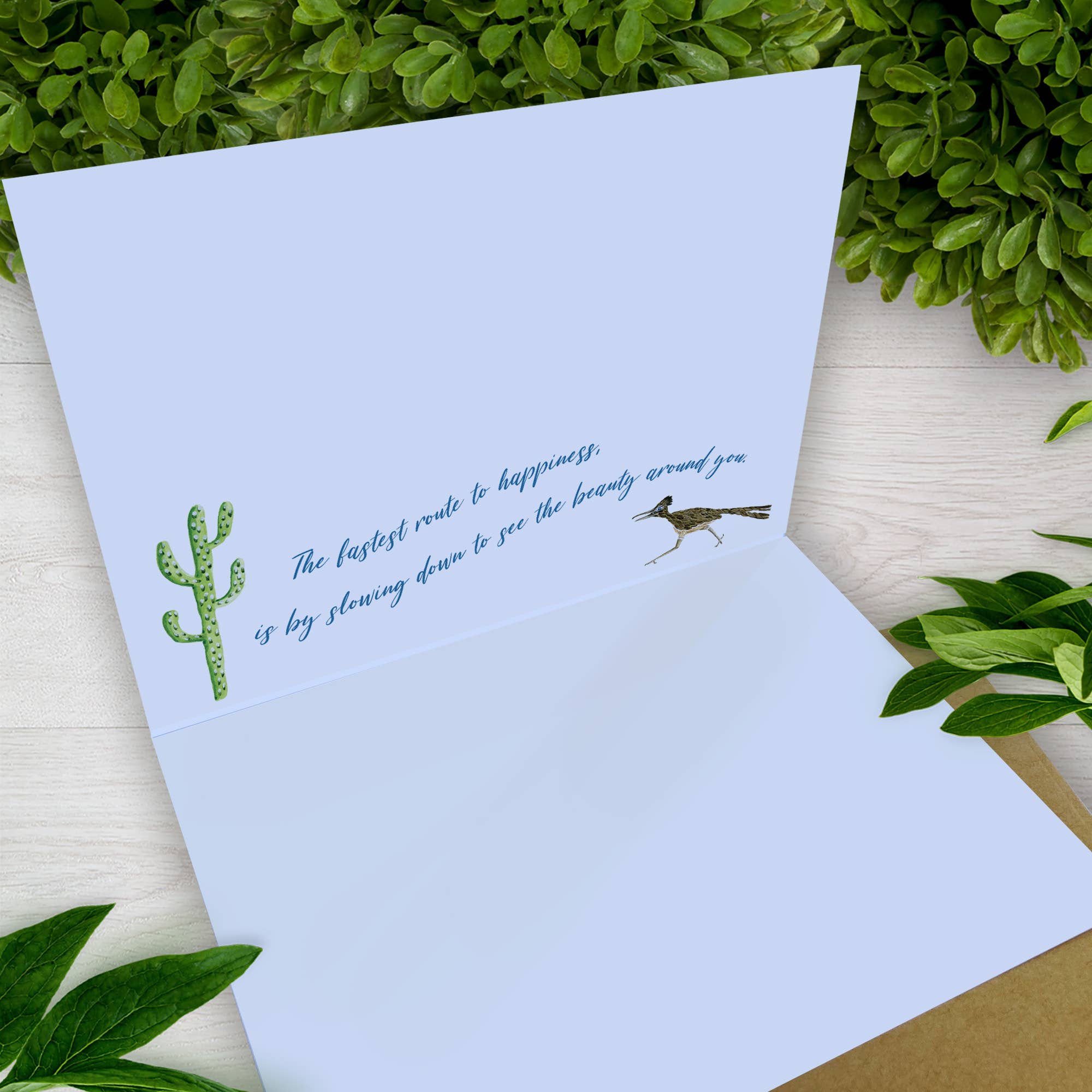 Mary M Spencer Design - Wholesale Everyday Greeting Card - Roadrunner Southwest Desert Scene 5 x 7 Greeting Card1