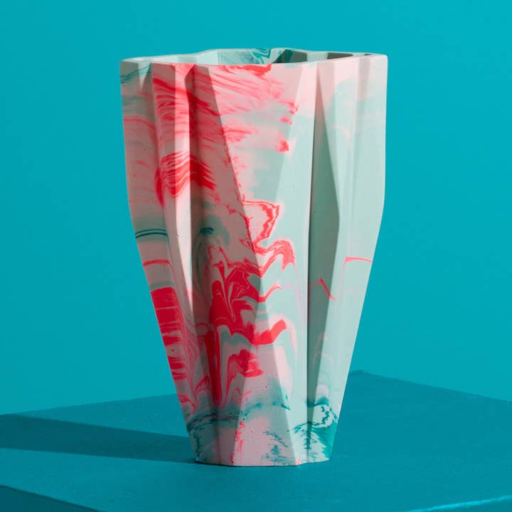 Art Deco Jesmonite Vase, Marbled in Mint & Teal for wholesale by Misshandled