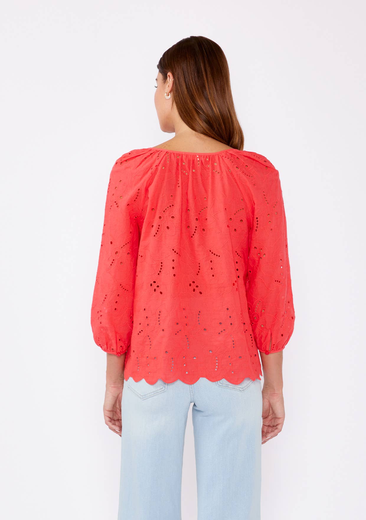 Lovestitch - Wholesale Blouse - Women's - Raglan Long Sleeve Blouse with Floral Eyelet Details6