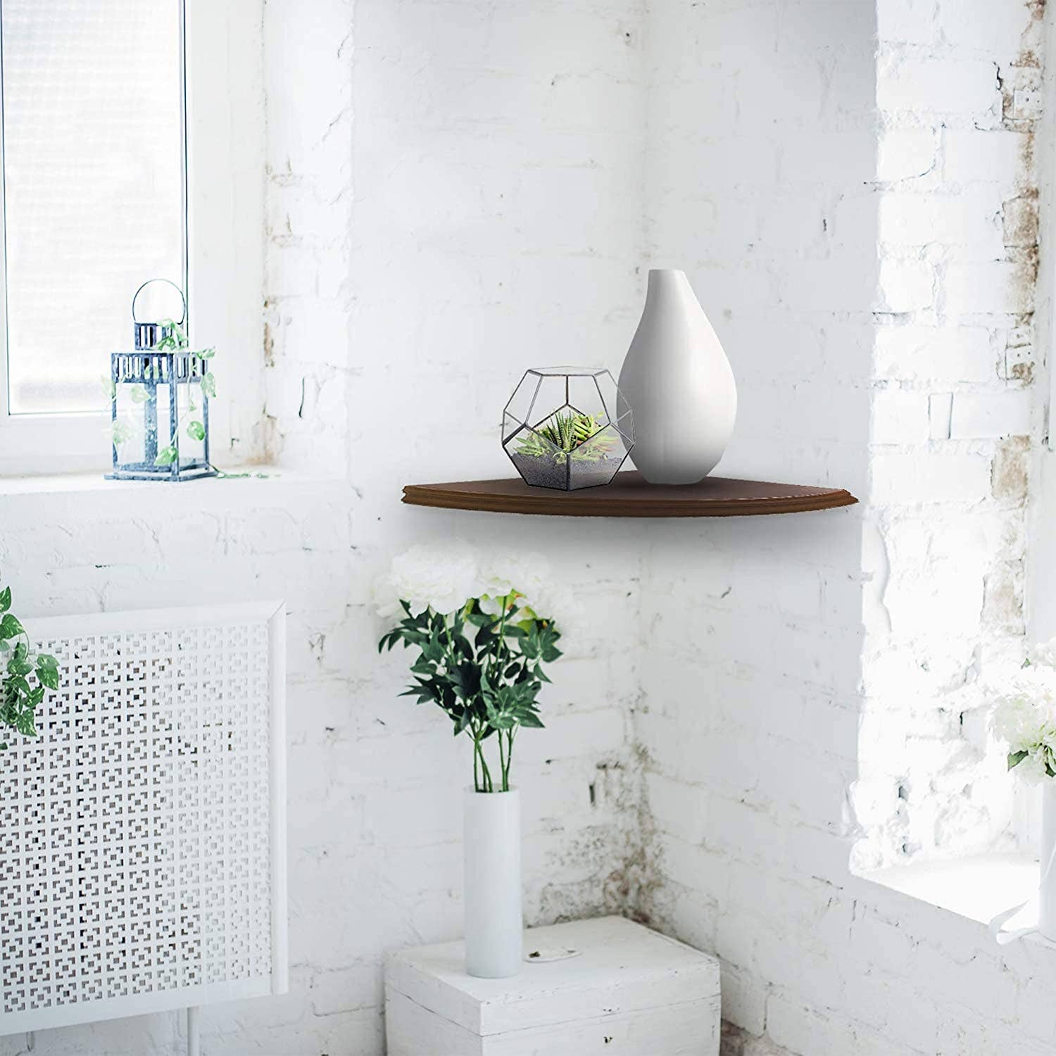 Above Edge - Vente Étagères murales - Étagère d'angle flottante design rond peu encombrant sans visière3