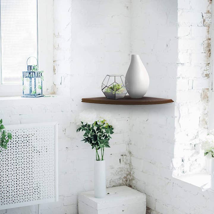 Above Edge - Vente Étagères murales - Étagère d'angle flottante design rond peu encombrant sans visière3