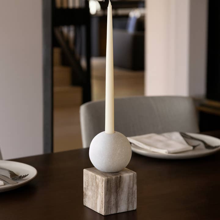 Sagebrook Home - Wholesale Candle Holder - Marble Ball On Cube Decorative Taper Holder - Multi, 7 in.1