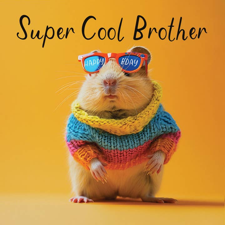 Carte d'anniversaire pour frère - Hamster super cool de frère pour la vente par Hammond Gower Publications Ltd