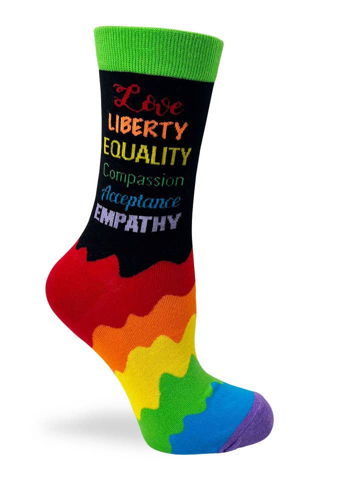 Fabdaz - Wholesale Socks - Women's - Love Liberty Equality Compassion Acceptance Empathy Women's