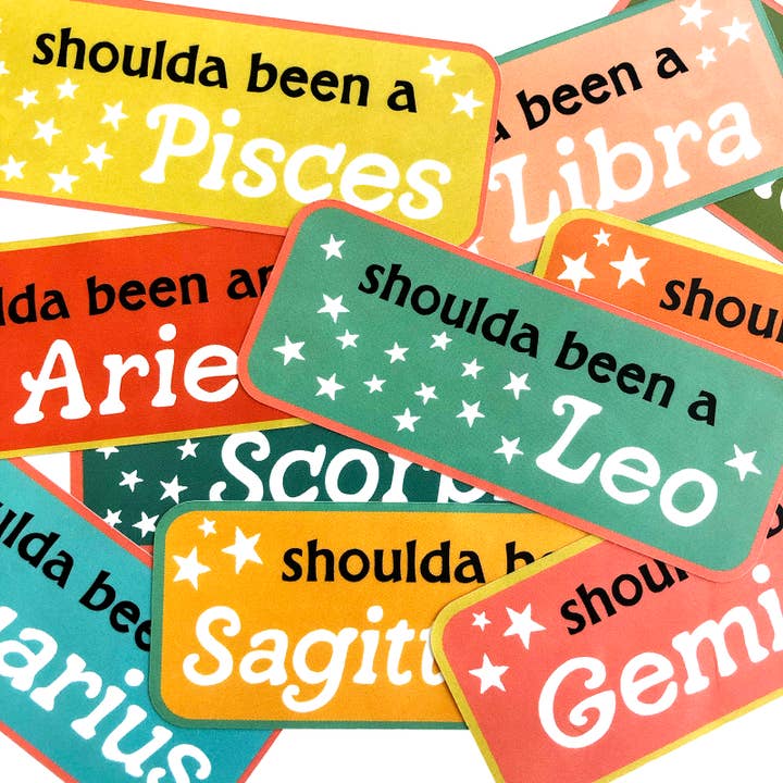 Shoulda Been A... COMPLETE SET of zodiac stickers for wholesale by Power and Light Press