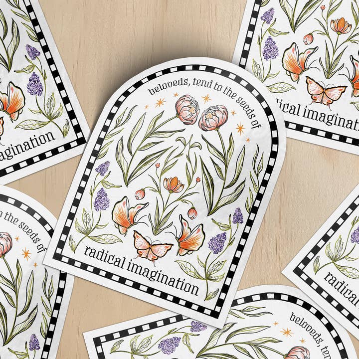 Seeds of Radical Imagination Arch Sticker for wholesale by Moonymade