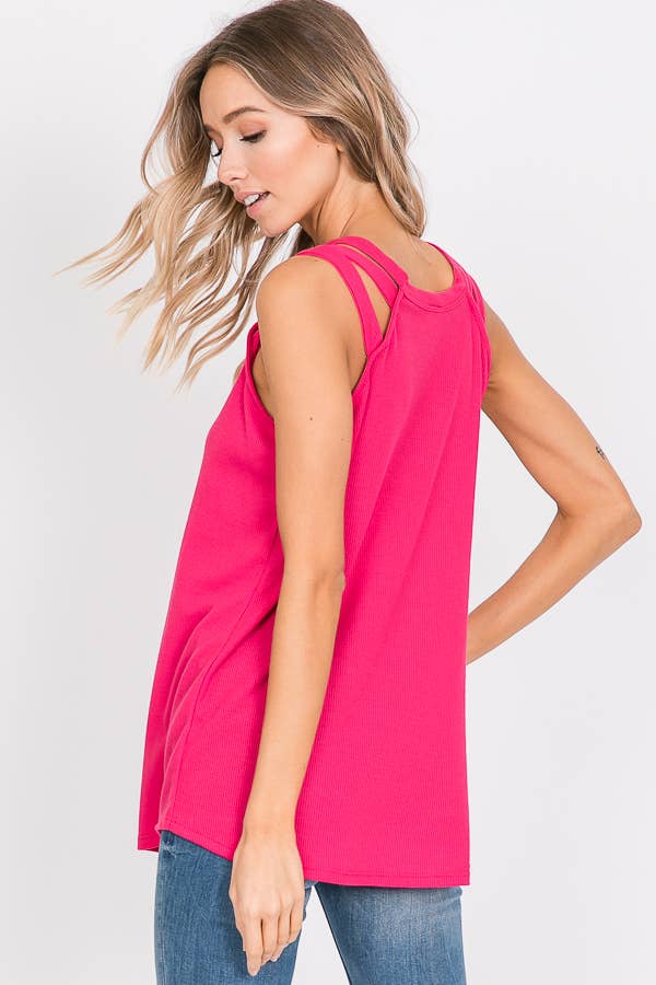 7th Ray - Venta al por mayor Camiseta sin mangas - Mujer - Top de Tirantes con Detalle de Correa en el Hombro de Punto Térmico T23954