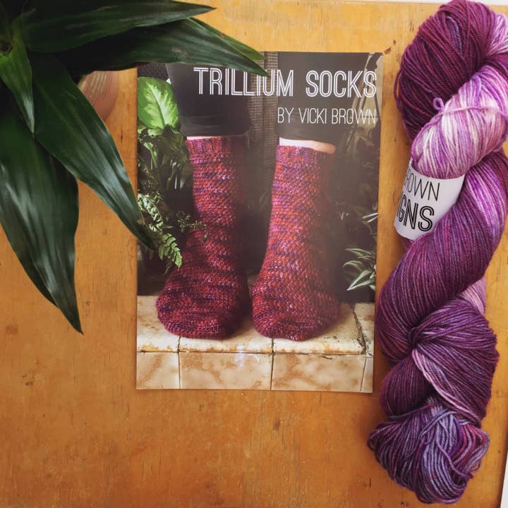 Vicki Brown Designs – wholesale Knitting/Crochet Supplies – Crochet Pattern - Trillium Socks - PRINT