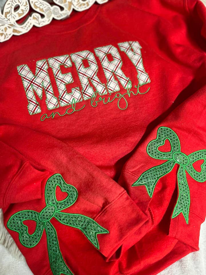 April's Sew Vinyl - Wholesale Sweatshirt - Unisex - Merry and bright Christmas Sweatshirt, Side Bow 6