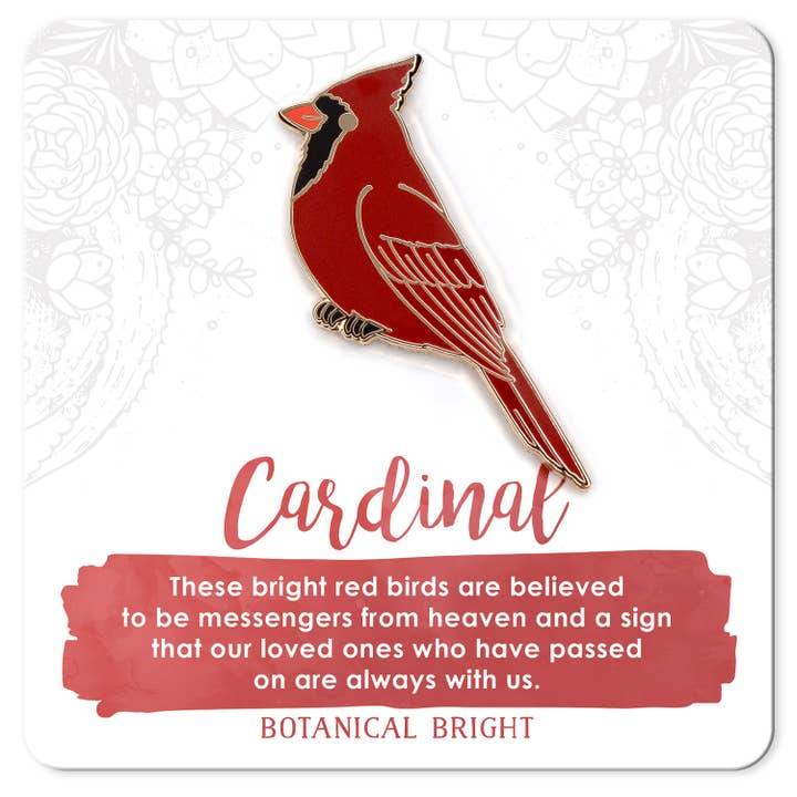 Cardinal Enamel Pin for wholesale by Botanical Bright