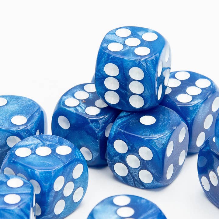 Tabletop Dominion Limited - Wholesale Dice - Pearl D6 Dice Set | Blue | RPG 12 Pack | Round Edge1