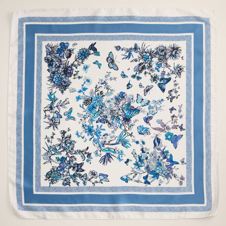 Frem - Wholesale Scarf – Women's - Floral Butterfly Silk Texture Square Scarf6