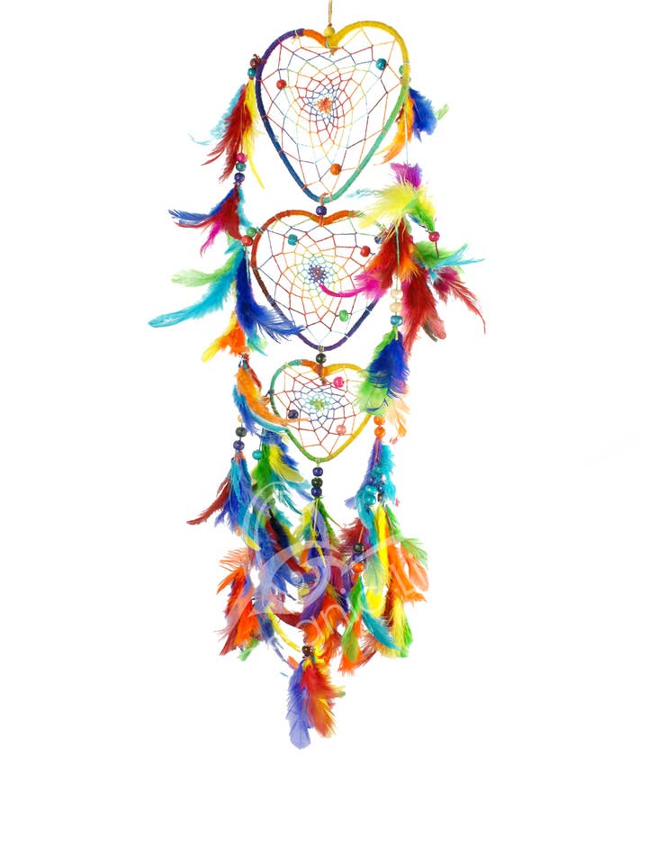 (PC)DREAMCATCHER - REGENBOOG DRIEVOUDIG HART 12" voor wholesale door Oceanic Linkways Inc