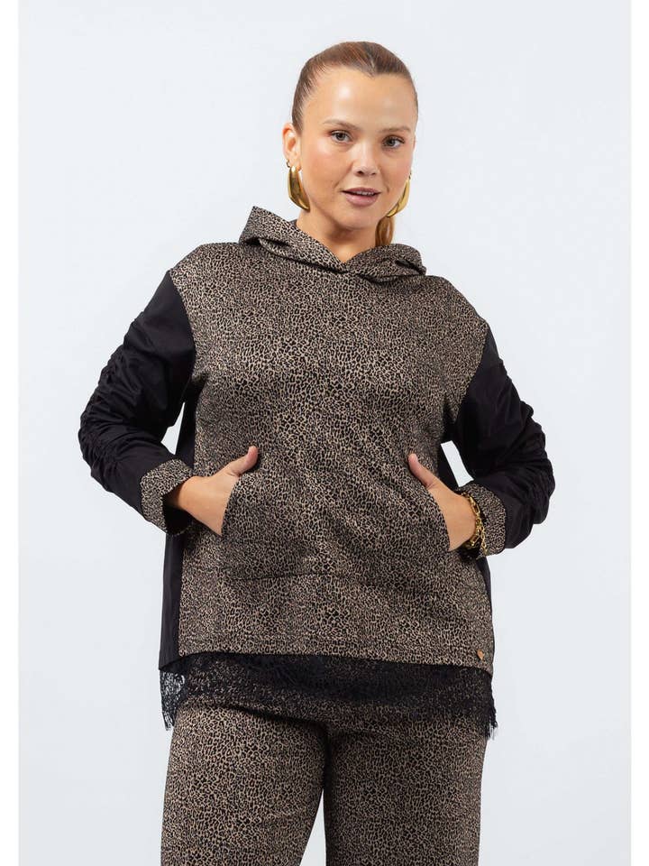 251149 - Sweatshirt i mønstret strik Efterår Vinter Kollektion Store Størrelser for engroshandel hos Teresa Cardoso Oliveira