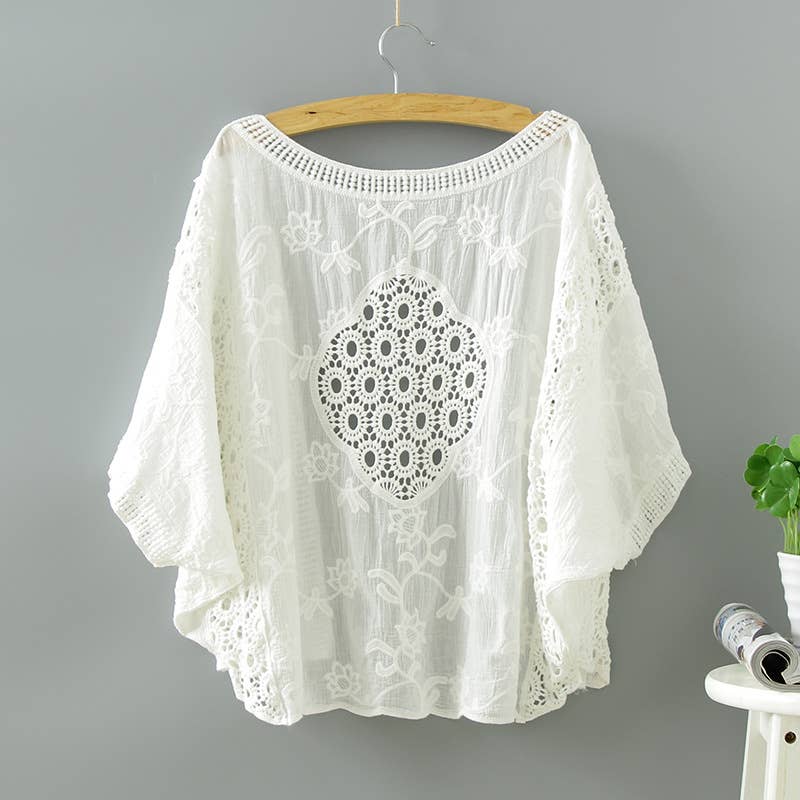 Hope & Sunshine – Engroshandel Cardigan - Dame – Batwing ærmer cover-up blonde bolero2