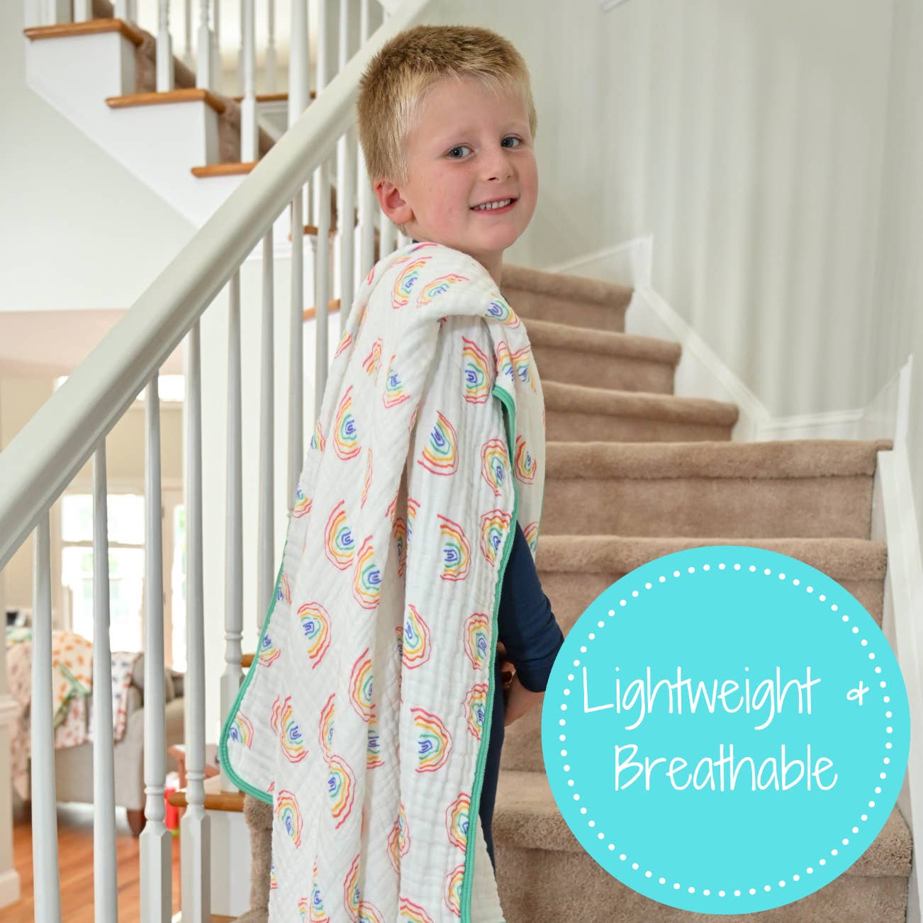 LollyBanks - Wholesale Quilt - Kids & Baby - Somewhere Over The Rainbow Baby Toddler Muslin Quilt5