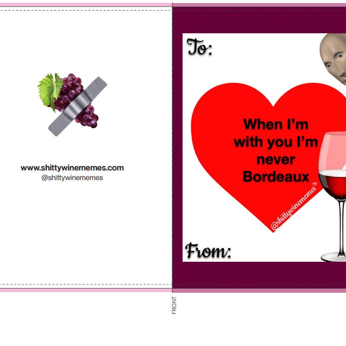 Quando Estou Contigo Nunca sou Bordeaux Cartão de Saudações Namorados por atacado de Shitty Wine Memes