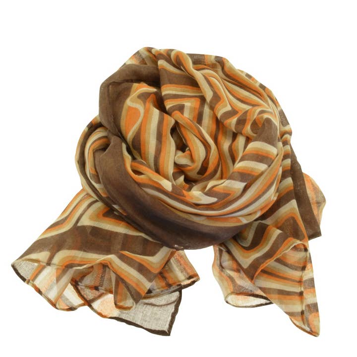 Orange and Brown Maze Scarf for wholesale by Miss Milly Limited