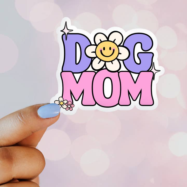 Adesivo Felice Mamma di Cani Floreale (Viola/Rosa) per la vendita all'ingrosso da parte di Wildside Dog Gear