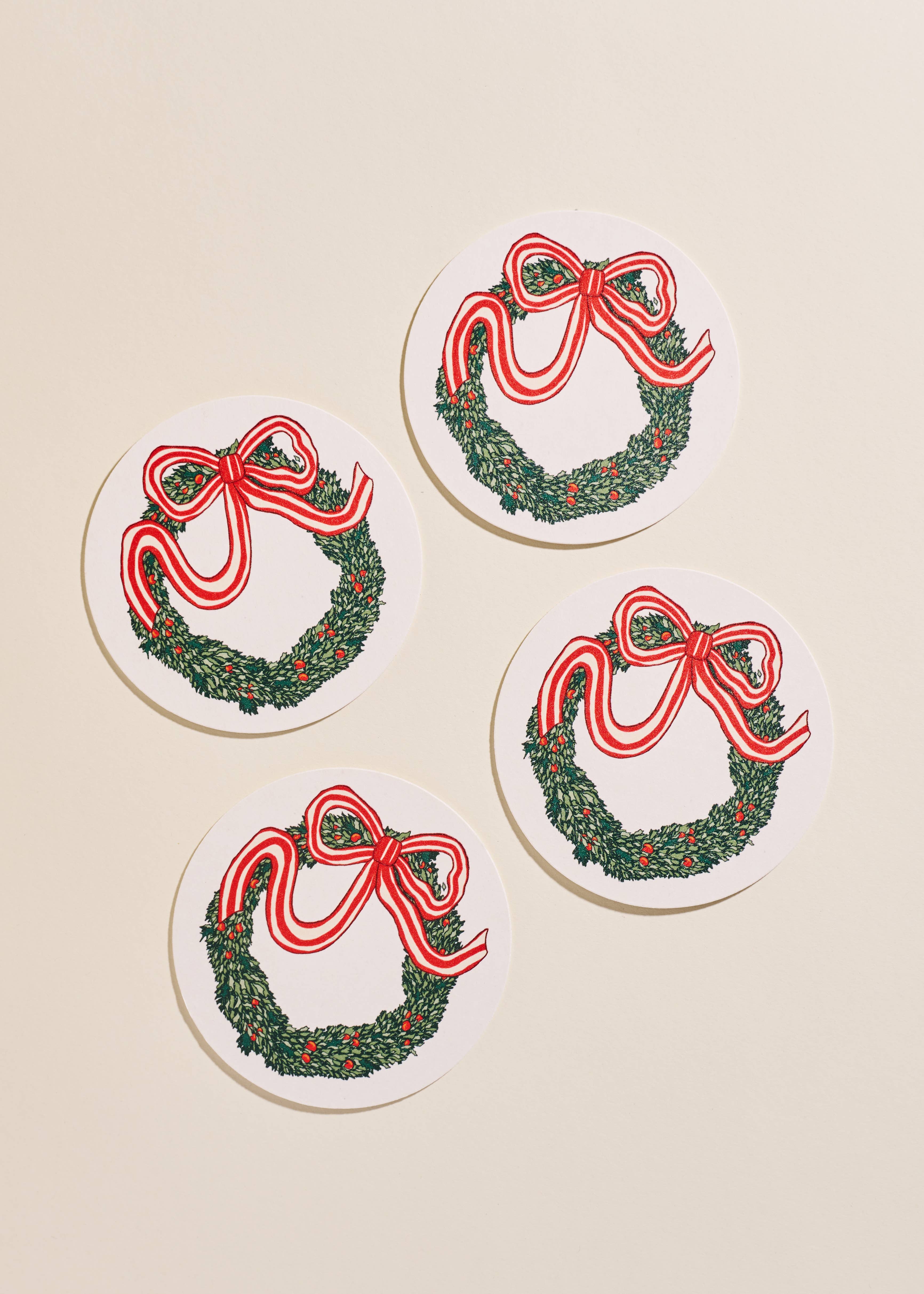 One & Only Paper - Wholesale Coasters - Holiday Wreath Coasters - Set of 41