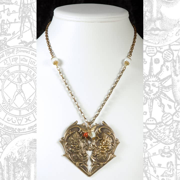 Vintage Brass Necklace - Forever Loved Heart for wholesale by NoMonet