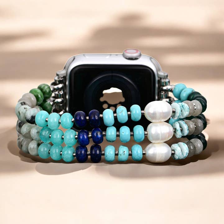 Ocean Breeze Stone Stretch Apple Watch Strap for wholesale by Cape Diablo