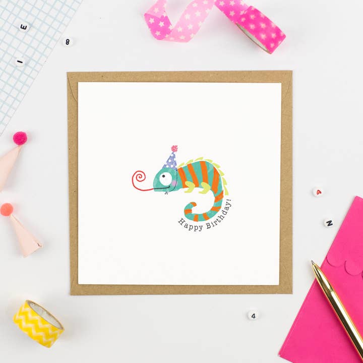 Pickled Pom Pom - Wholesale Birthday Card - Birthday chameleon!